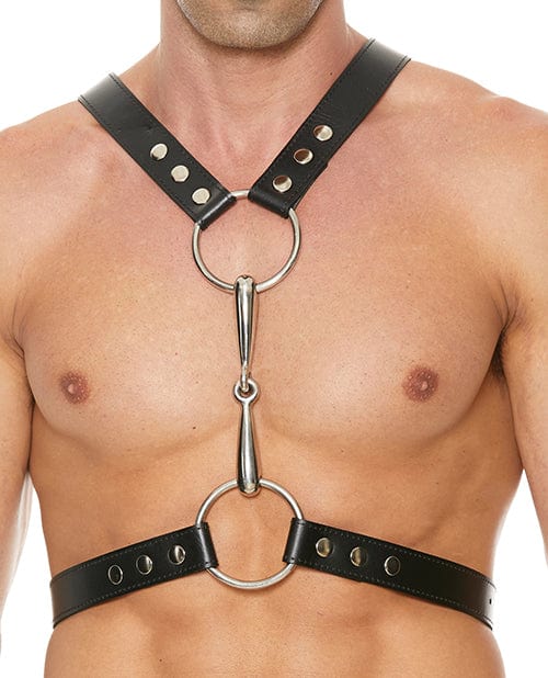 Shots Uomo Men's Harness w/Metal Bit - Black Bondage Blindfolds & Restraints
