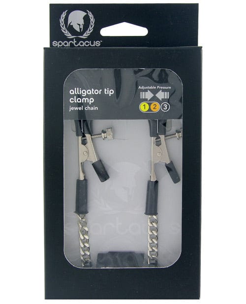 Spartacus Adjustable Alligator Nipple Clamps w/Silver Chain Bondage Blindfolds & Restraints