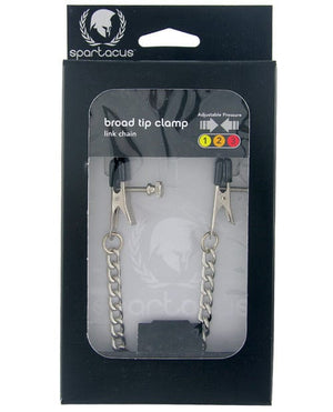 Spartacus Adjustable Broad Tip Nipple Clamps w/Link Chain Bondage Blindfolds & Restraints