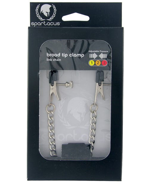 Spartacus Adjustable Broad Tip Nipple Clamps w/Link Chain Bondage Blindfolds & Restraints