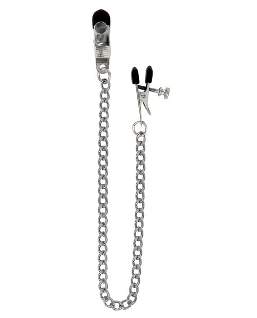 Spartacus Adjustable Broad Tip Nipple Clamps w/Link Chain Bondage Blindfolds & Restraints