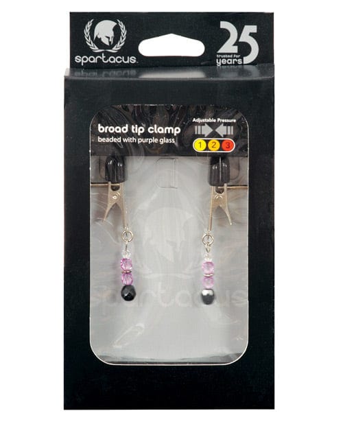 Spartacus Adjustable Broad Tip Nipple Clamps w/Purple Beads Bondage Blindfolds & Restraints