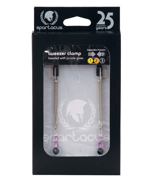 Spartacus Adjustable Tweezer Nipple Clamps W/ Beads Purple Bondage Blindfolds & Restraints