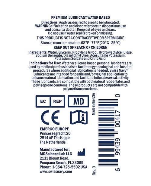 Swiss Navy Water Based Lube - 1 oz Bottle Lubricants