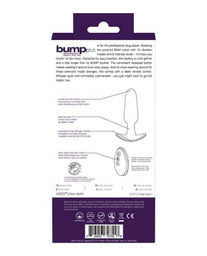 VeDO Bump Plus Rechargeable Remote Control Anal Vibe - Deep Purple Anal Products