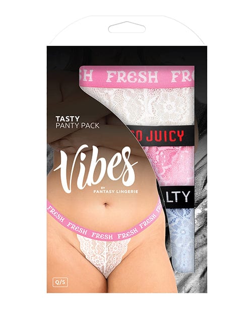 Vibes Tasty 3 Pack Thongs Assorted Colors QN Lingerie - Plus/queen - Packaged