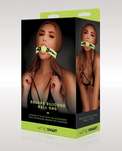 Whip Smart Glow In The Dark Deluxe Silicone Ball Gag Green Bondage Blindfolds & Restraints