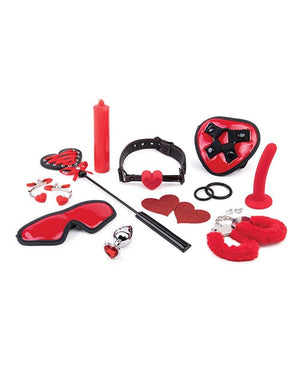 WhipSmart Heartbreaker 10 pc Set - Black/Red Bondage Blindfolds & Restraints