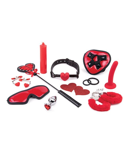 WhipSmart Heartbreaker 10 pc Set - Black/Red Bondage Blindfolds & Restraints