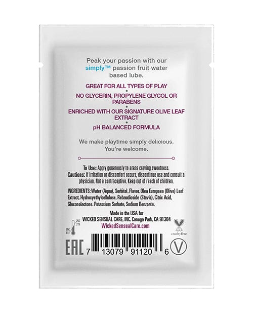 Wicked Sensual Care Simply Water Based Lubricant - .1 Oz Lubricants