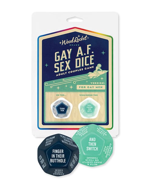Wood Rocket Gay AF Gay Men Couples Sex Dice Game - Blue Games For Romance & Couples