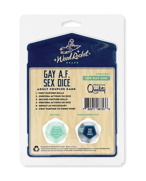 Wood Rocket Gay AF Gay Men Couples Sex Dice Game - Blue Games For Romance & Couples