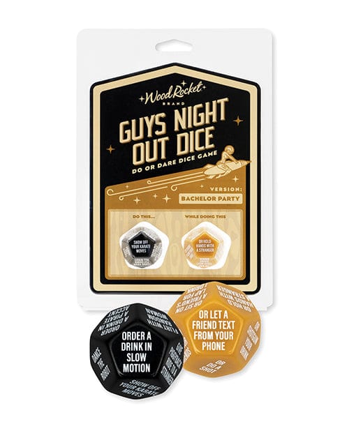 Wood Rocket Guys Night Out Do or Dare Dice Game - Black Games For Parties