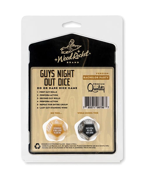 Wood Rocket Guys Night Out Do or Dare Dice Game - Black Games For Parties
