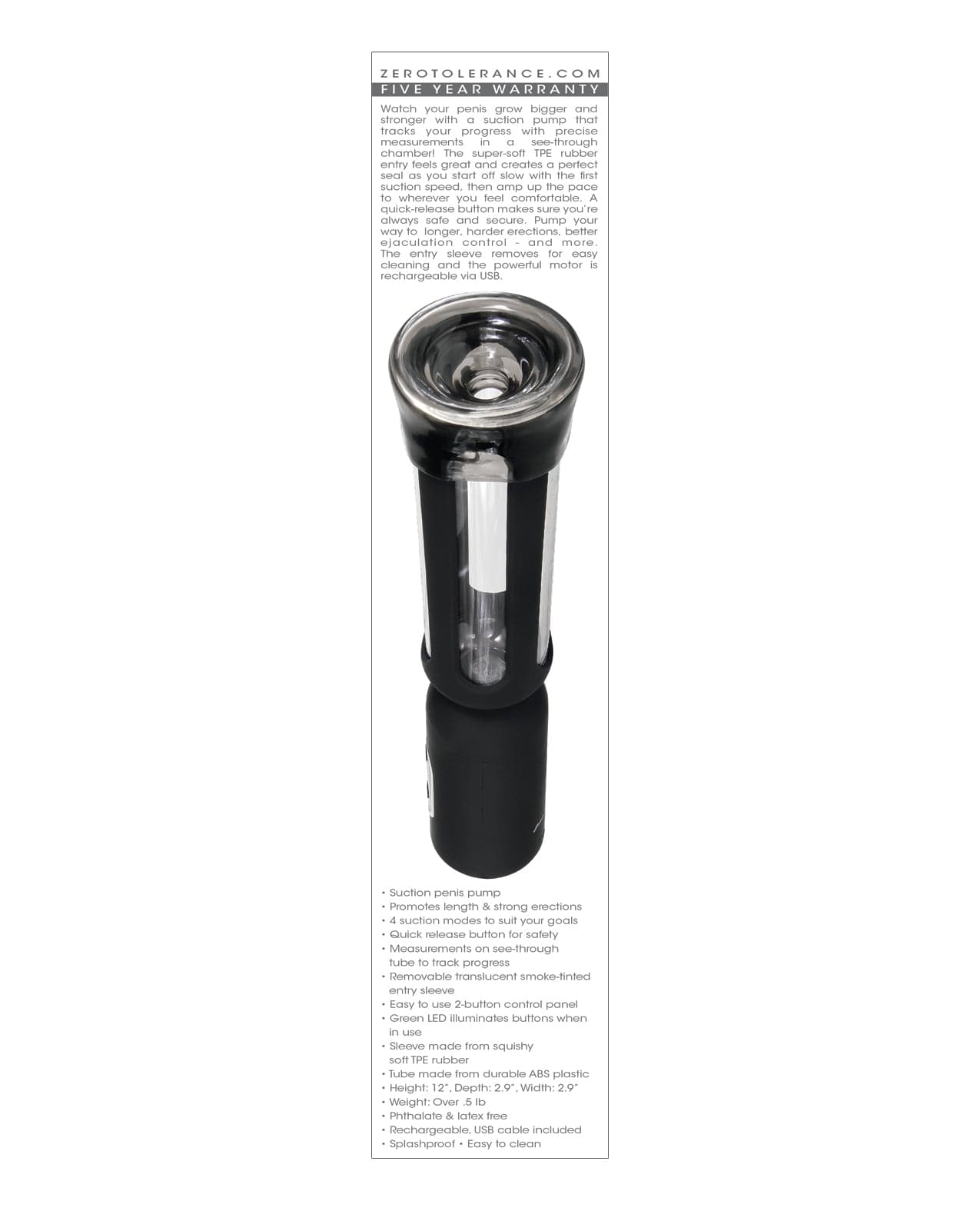 Zero Tolerance Pump It Up Suction Penis Pump - Black Penis Enhancement