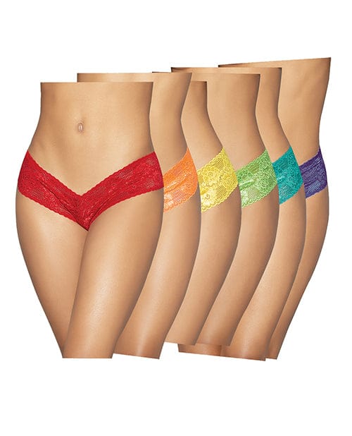 6 pc Low Rise Neon Pride Panty Pack Asst. Colors O/S Lingerie