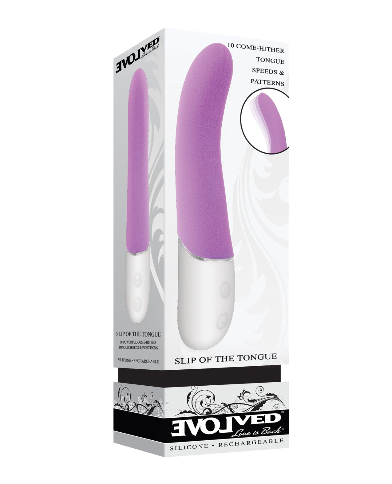 Evolved Slip of the Tongue G-Spot Vibe – Purple/White: Textured Tongue for Targeted Teasing