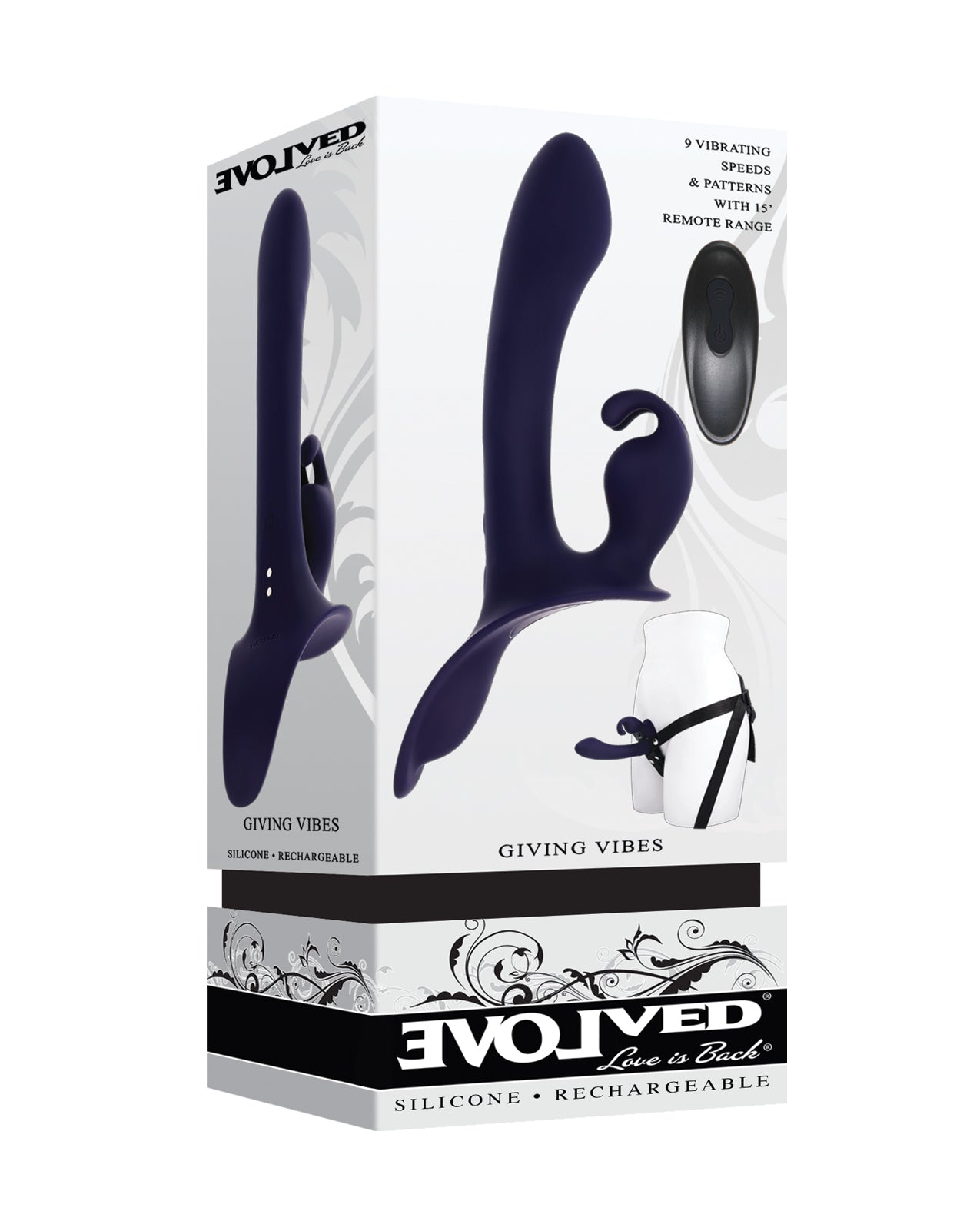 Evolved Giving Vibes Strap-On Bunny – Purple: Triple-Motor Strap-On for Shared Ecstasy