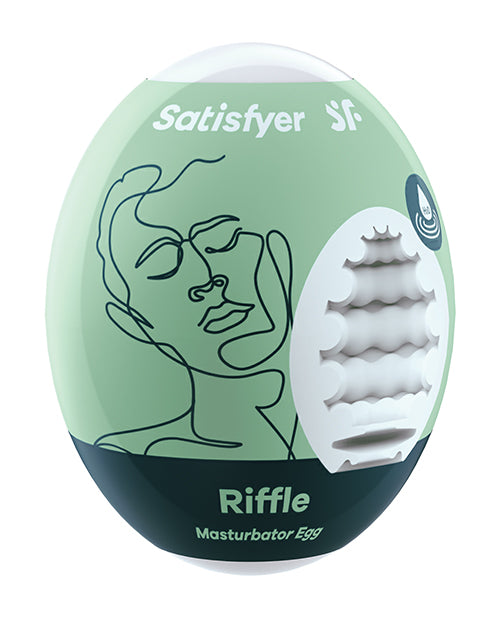 Satisfyer Masturbator Egg Riffle - Light Green: Skin-Like Textured Masturbator for Intense Shaft and Tip Stimulation