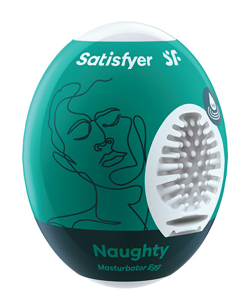 Satisfyer Masturbator Egg Naughty - Dark Green: Skin-Like Textured Masturbator for Intense Solo Stimulation