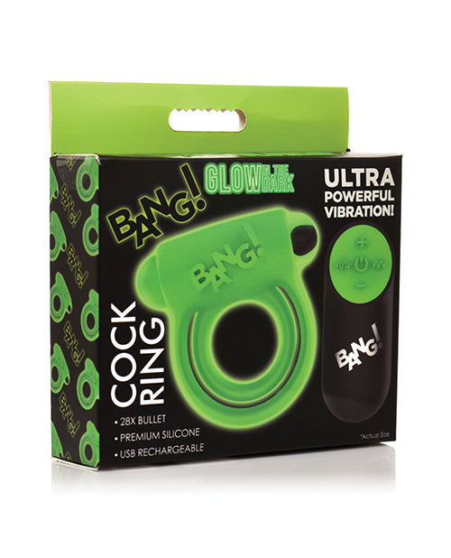 Bang! Glow in the Dark 28X Remote Controlled Cock Ring: Vibrant Enhancement for Ultimate Pleasure