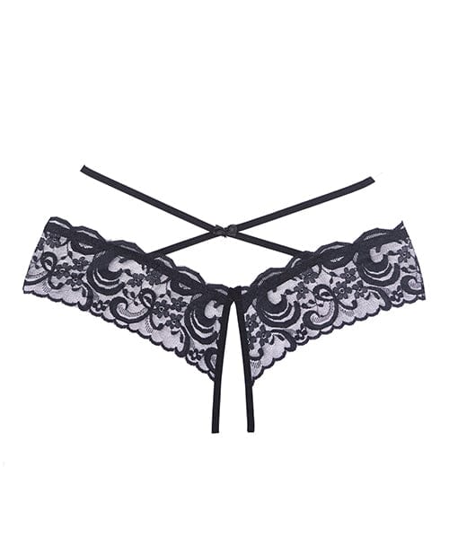 Adore Dare Me Cross Waist Open Lace Panty Black O/S Lingerie