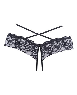 Adore Dare Me Cross Waist Open Lace Panty Black O/S Lingerie