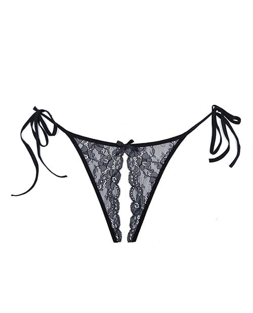 Adore Sugar Tie Side Open Lace Panty Black O/S Lingerie