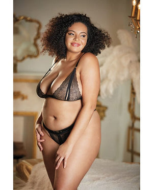 Allure Lace Peek a Boo Bralette & Panty Black QN Lingerie - Plus/queen - Packaged