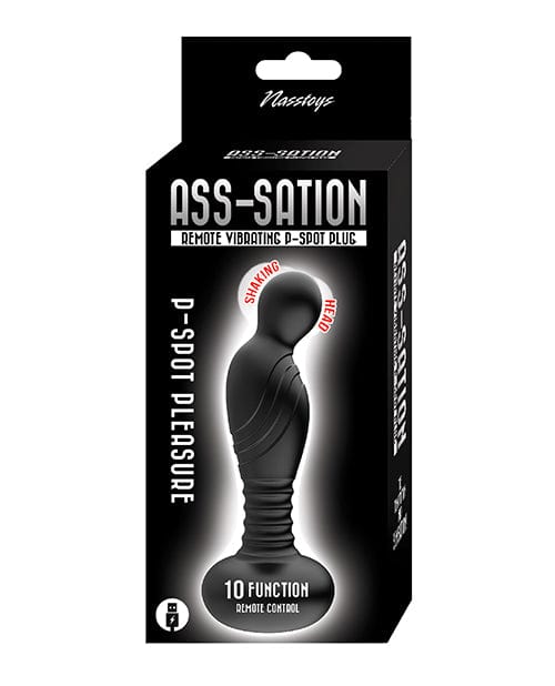 Ass-sation Remote Vibrating P Spot Plug - Black Anal Products