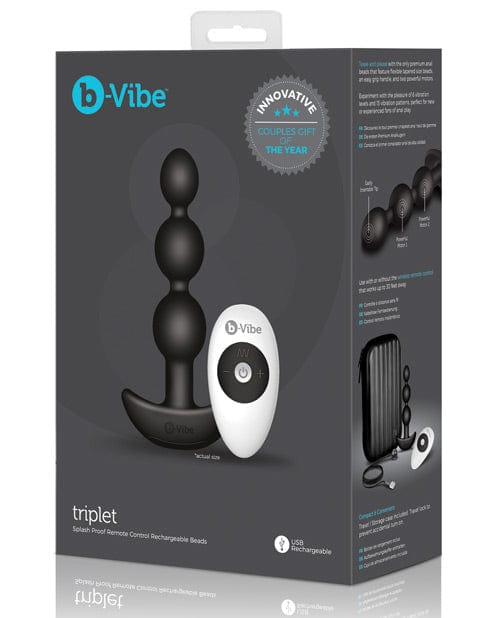 B-vibe Remote Triplet Anal Beads Black Anal Products