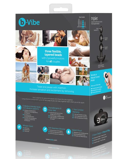 B-vibe Remote Triplet Anal Beads Black Anal Products