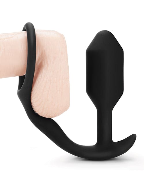 B-Vibe Snug & Tug Weighted Silicone & Penis Ring - 128 g Black Anal Products