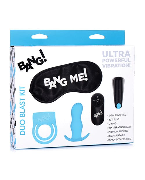 Bang! Duo Blast Remote Control Cock Ring & Butt Plug Vibe Kit - Blue Anal Products