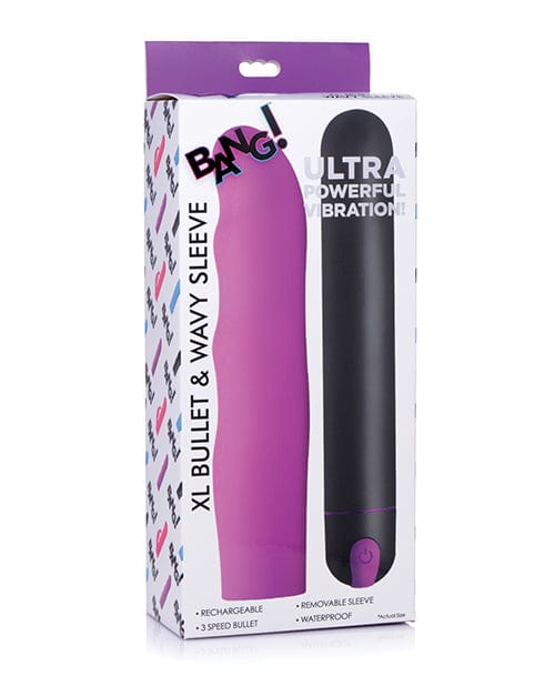 Bang! XL Bullet & Wavy Silicone Sleeve - Purple Dongs & Dildos