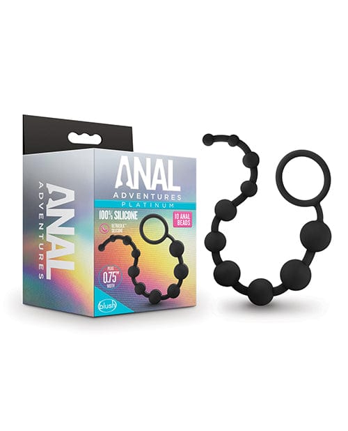 Blush Anal Adventures Platinum Silicone 10 Anal  Beads - Black Anal Products