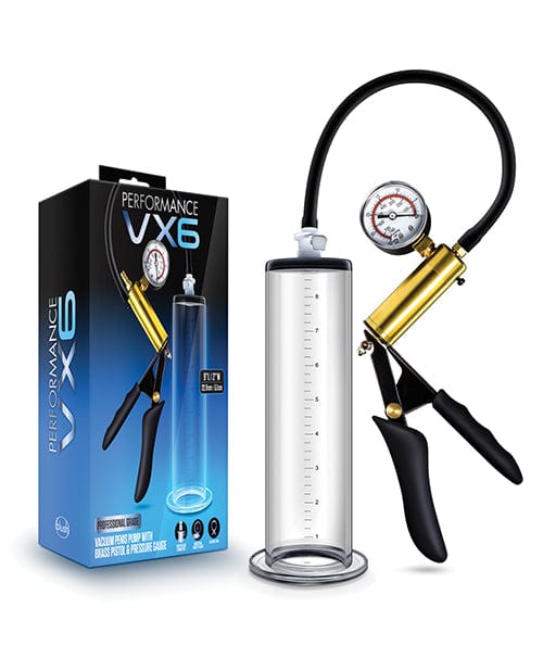 Blush Performance VX6 Vacuum Penis Pump w/Brass Pistol & Pressure Gauge - Clear Penis Enhancement