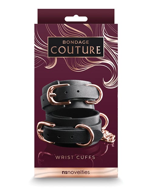 Bondage Couture Wrist Cuffs - Black Bondage Blindfolds & Restraints