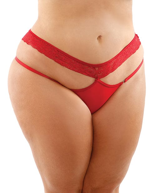 Bottoms Up Ren Microfiber Bikini Panty W/lace Waist Qn Red Lingerie - Plus/queen - Packaged