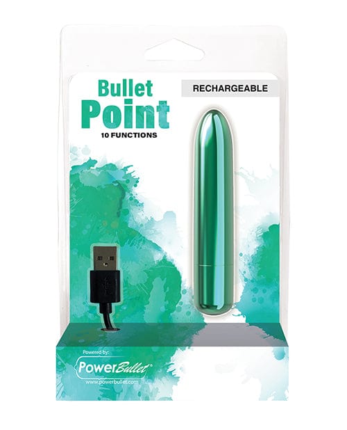 Bullet Point Rechargeable Bullet - 10 Functions Teal Stimulators