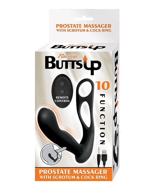 Butts Up Prostate Massager w/Scrotum & Cockring - Black Anal Products