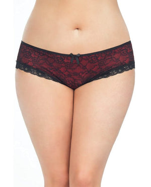 Cage Back Lace Panty Black/red / XL/2 XL Lingerie - Plus/queen - Hanging