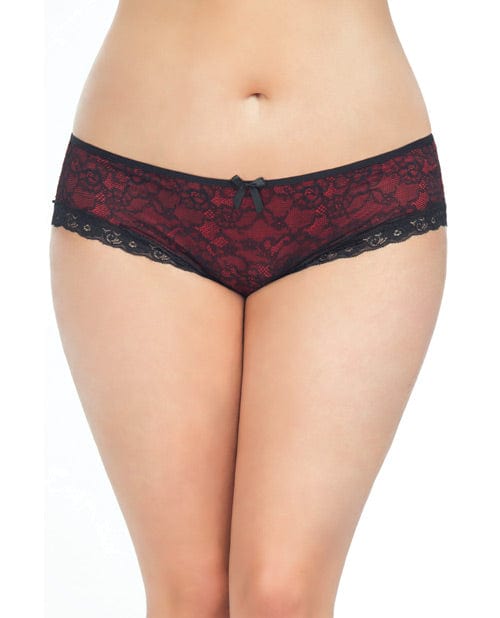 Cage Back Lace Panty Black/red / XL/2 XL Lingerie - Plus/queen - Hanging