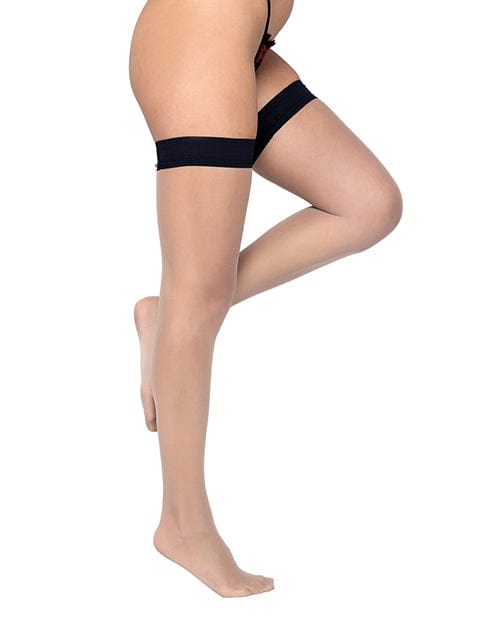 Colored Silicone Stay Up Stockings O/s Black Lingerie