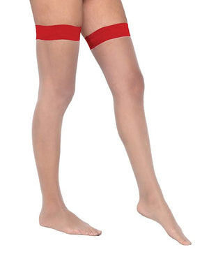 Colored Silicone Stay Up Stockings O/s Red Lingerie