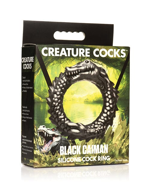 Creature Cocks Caiman Silicone Cock Ring - Black Penis Enhancement