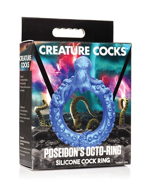 Creature Cocks Poseidon's Octo Silicone Cock Ring - Blue Penis Enhancement