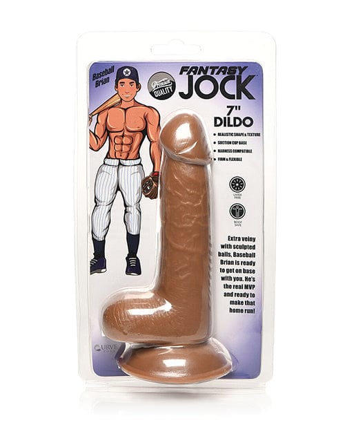Curve Toys Fantasy Jock Baseball Brian 7" Dildo w/Balls - Tan Dongs & Dildos