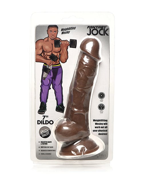 Curve Toys Fantasy Jock Weightlifting Wesley 7" Dildo w/Balls - Dark Dongs & Dildos