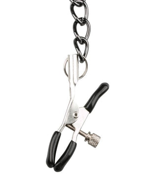 Easy Toys Faux Leather Collar w/Nipple Chains - Black Bondage Blindfolds & Restraints